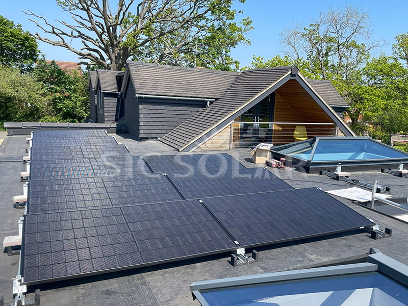10KW plat dak montage met ballastsysteem in Engeland